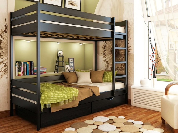 Двоярусне ліжко Дует з натурального дерева 1