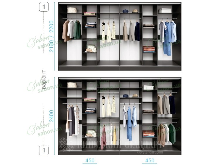 Шафа-купе Стандарт 10.5 п'ятидверна H-240 7 
